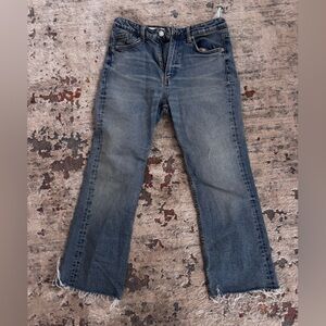 Zara Distressed Blue Flare Jeans